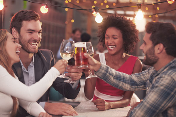 friends having drinks at a restaurant